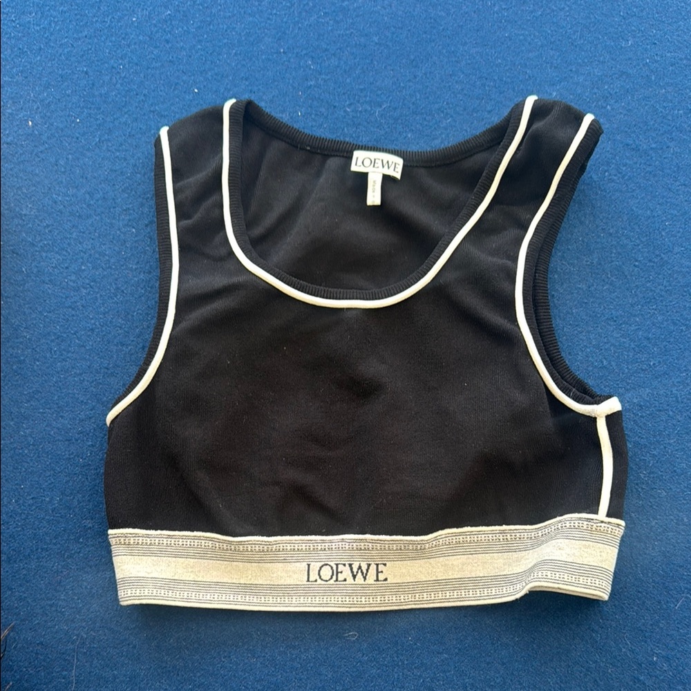 LOEWE Black Tank Top with White Piping